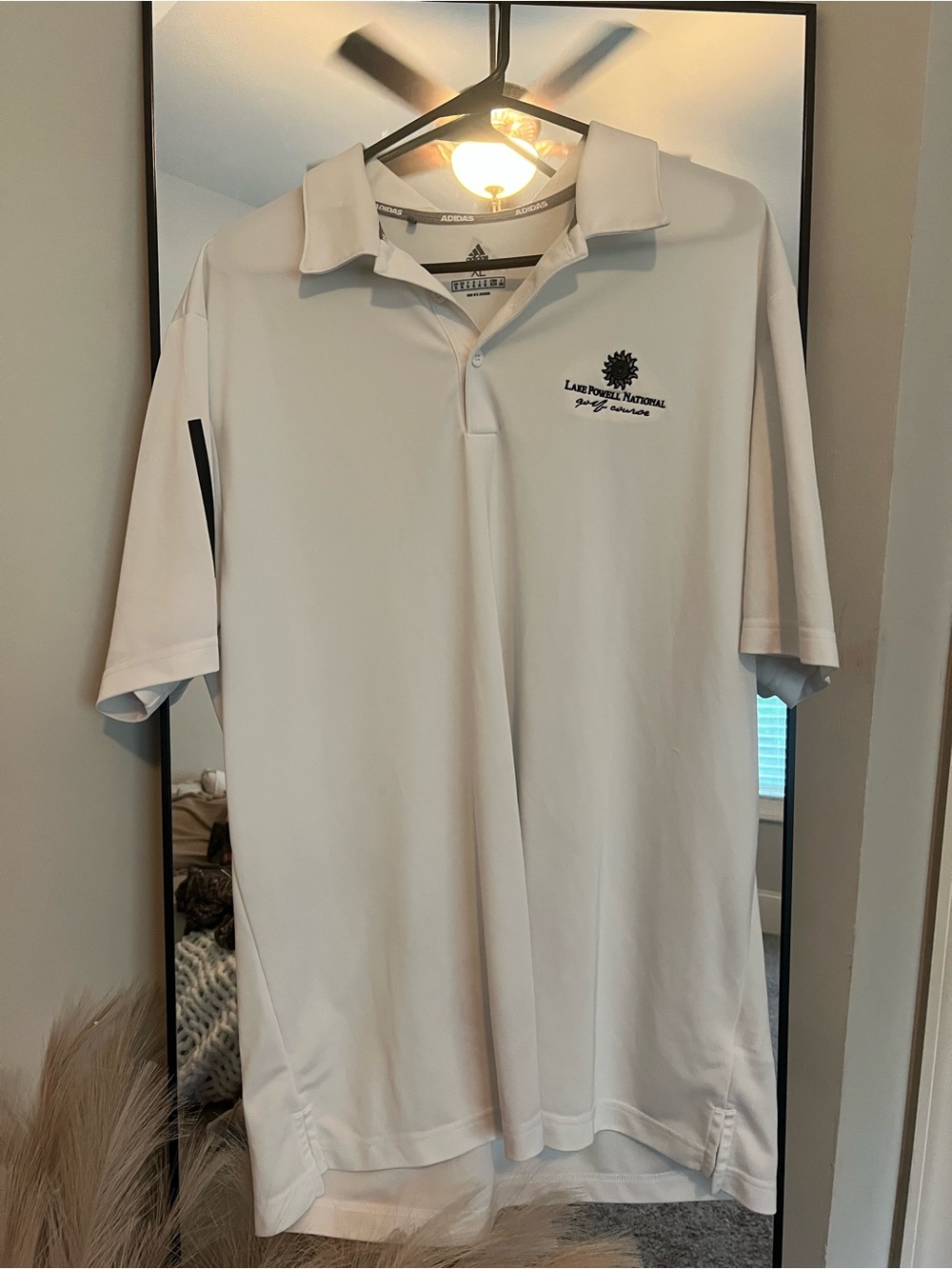 adidas White Men's Golf Polo with Lake Powell National Logo